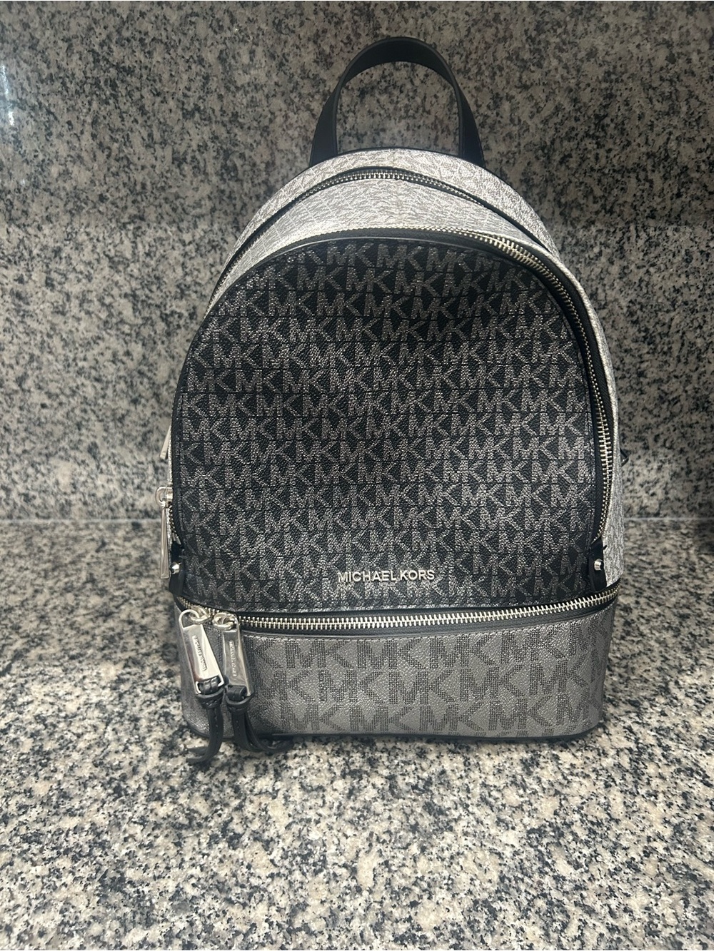 Michael Kors Black and Gray Signature Mini Backpack
